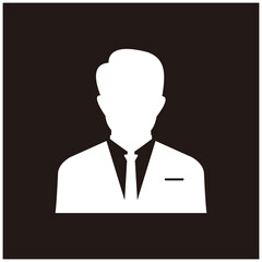 user icon of man in business suit symbol on black background