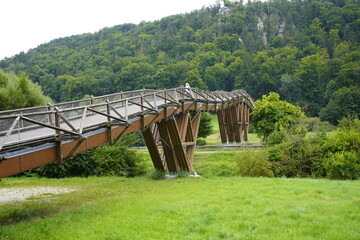 The bridge, also known as the Tatzelwurm, which meanders over the Main-Danube Canal with a length...