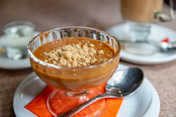 Dessert, boiled condensed milk pudding
