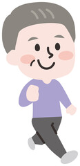 二頭身_歩くシニア男性