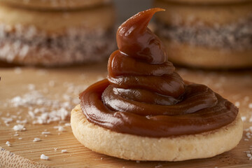 Dulce de leche cone on cornstarch cover