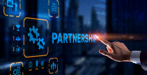 Partnership of companies. Collaboration. Business Technology Internet concept