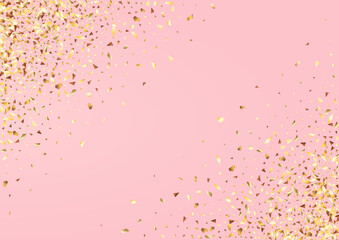 Gold Glitter Happy Vector Pink Background.