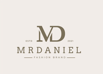 Minimalist Initial M D letter logo design template, Vector illustrations