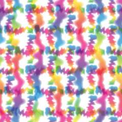 Hippie Tie Dye Rainbow LGBT Plaid Seamless Pattern in Abstract Background Style. Colorful Shibori Psychedelic Texture with Check and Stripes