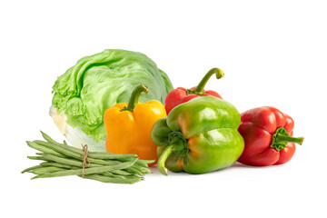 Fototapeta na wymiar Mix of group fresh vegetable isolate on white background.
