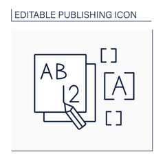 Front line icon. Front section of books, magazines. Title page. Publishing concept. Isolated vector illustration. Editable stroke