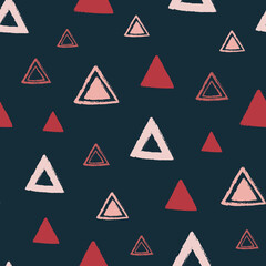 Vector Elegant Black Red Triangles seamless pattern background perfect for fabric, scrapbooking, wallpaper, web and graphic projects. Christmas Rock vibes!