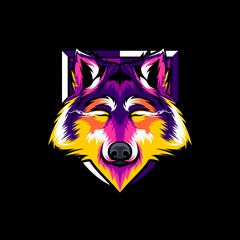 Wolf Illustration Colorful Design Vector