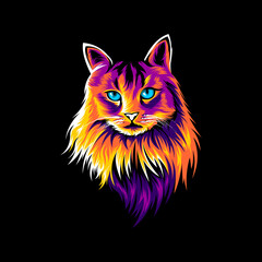 Cat Illustration Colorful Design Vector