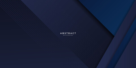 Abstract template dark blue luxury premium background with luxury triangles pattern and gold lighting lines.