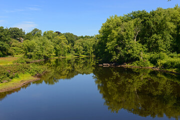 Concord River in Minute Man National Historical Park, Concord, Massachusetts MA, USA.