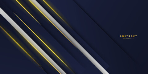 Luxury navy blue background combine with glowing golden lines. Overlap layer textured background design 