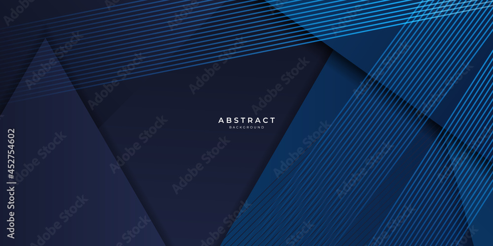Poster modern simple dark navy blue background with overlap triangle layers. blue abstract background vecto