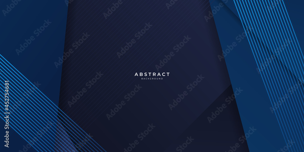 Poster modern simple dark navy blue background with overlap triangle layers. blue abstract background vecto