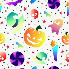 Colorful collection Halloween seamless pattern and gradient design