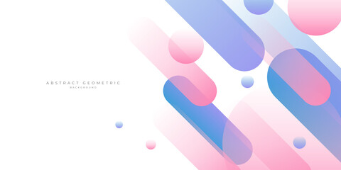 Abstract soft light pink and blue geometric shapes on white background