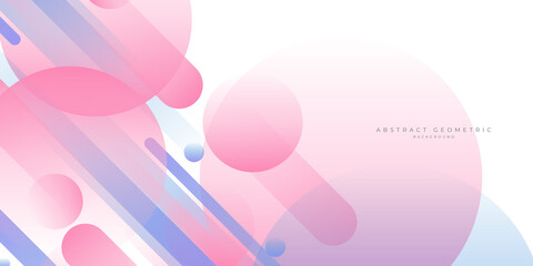 Abstract soft light pink and blue geometric shapes on white background