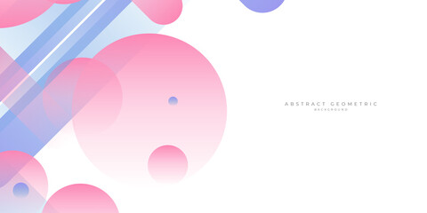 Abstract soft light pink and blue geometric shapes on white background