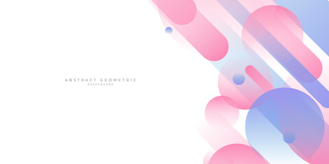 Abstract soft light pink and blue geometric shapes on white background