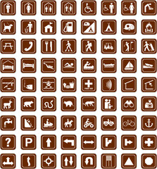 Assortment of scalable camping, park and outdoor activity icons.