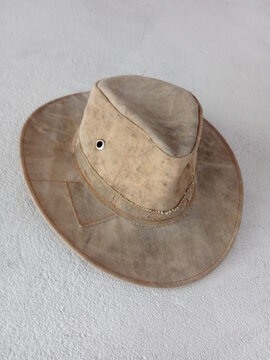 Cowboy hat made of canvas, isolated on white