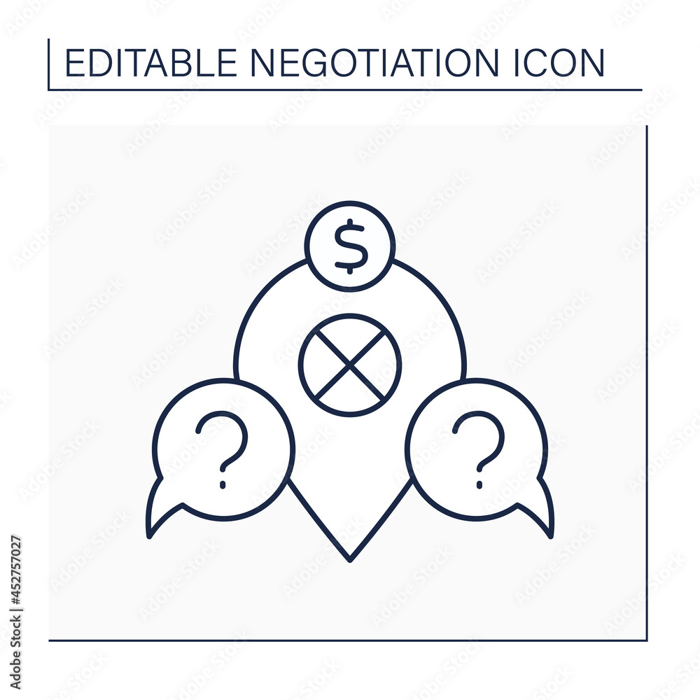 Poster deadlock line icon. inaction or neutralization state. lack of compromise on both sides. negotiation 