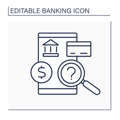 Bank examination line icon.Evaluation of financial health and resilience of bank. Banking concept. Isolated vector illustration. Editable stroke