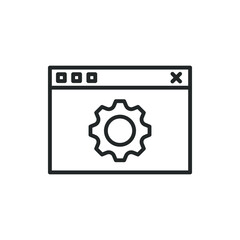 Web settings. Browser tab with gear icon design isolated on white background. Vector illustration