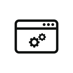Web settings. Browser tab with gear icon design isolated on white background. Vector illustration