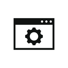 Web settings. Browser tab with gear icon design isolated on white background. Vector illustration
