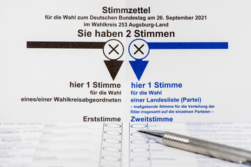 Wahlschein und Briefwahl zur Bundestagswahl 2021