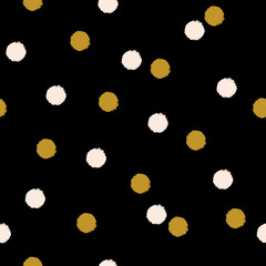 Vector beige yellow dots black seamless pattern