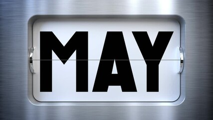 Modern flip calendar turning through the months of a year - from January to December, seamless loop - 3D 4k animation (3840x2160 px).