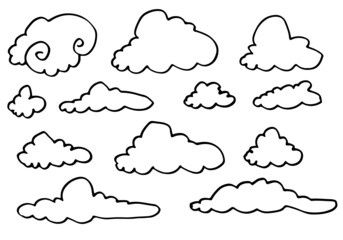 Hand drawn weather collection. Flat style vector illustration on white background.