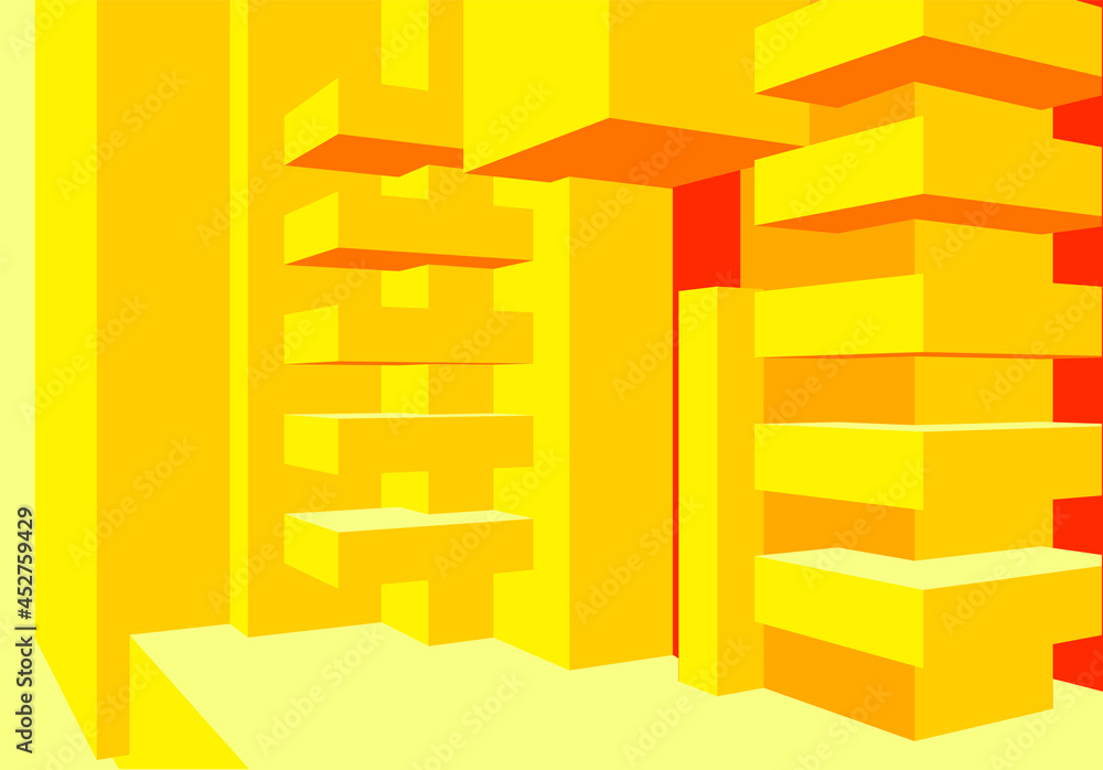 Poster Architecture background with abstract 3D cubes composition and clean minimalistic style