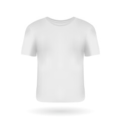 White casual man t-shirt with short sleeves. Realistic front view t-shirt mockup template for your design. Casual clothes template design for company logo presentation