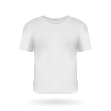White casual man t-shirt with short sleeves. Realistic front view t-shirt mockup template for your design. Casual clothes template design for company logo presentation