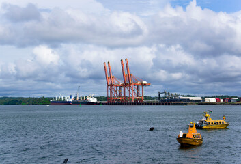 container ship in port