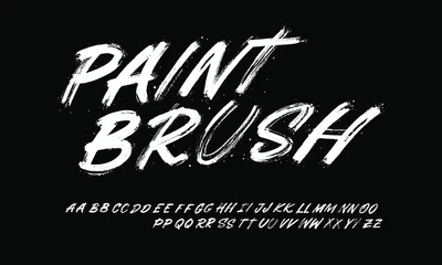Fototapeten Graffiti Lettering font isolated on black background. Texture alphabet in street art and graffiti style. Grunge and dirty effect.  Vector brush letters.  © Very Well Studio