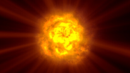 Fototapeta premium fire flame ball explosion in space, illustration