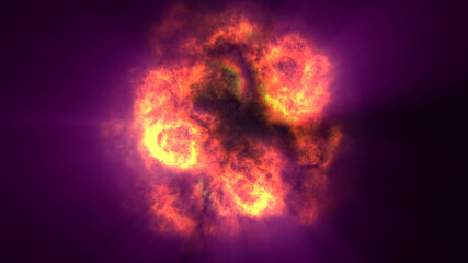 fire flame ball explosion in space, illustration