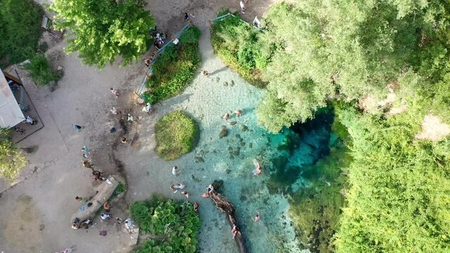 Beautiful view Blue Eye syri i kalter natural springs in Delvine Sarande Albania
