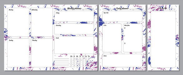Set of planners with floral design. Monthly, weekly, daily planner.