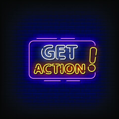 Get Action Neon Signs Style Text Vector