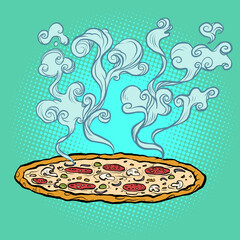 pizza, Italian restaurant. street fast food. delicious appetizing food