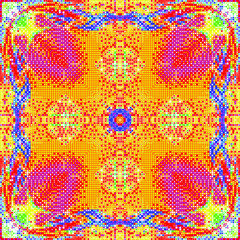 Creative mosaic pattern colored squares. Colored art festival abstract pixel symmetrical background. RGB pattern.  Colorful beautiful tiles. Modern art color pattern ornament decorative illustration.