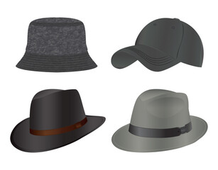 Various types of men's headwear.