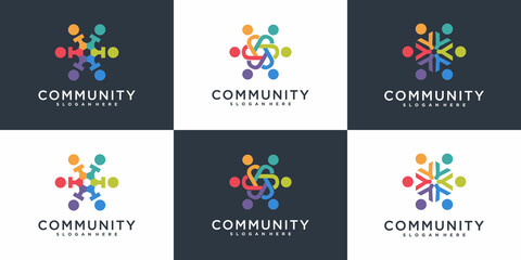 Set of modern community logo design collection Premium Vektor