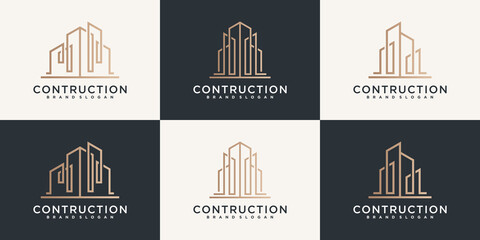 Set of building construction logo design inspiration for company Premium Vector © MUCHAMAD